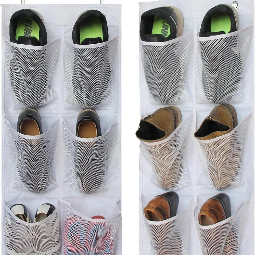 Heavy-Duty 2-Pack Narrow Shoe Organizer with Over-the-Door Hanging Capability